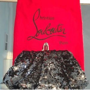 Blk and Silver Christian Louboutin sequence clutch
